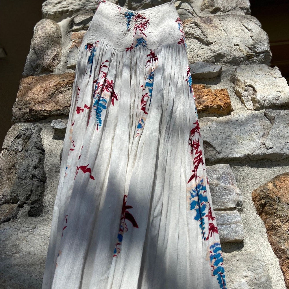Free People beau smocked printed slip maxi